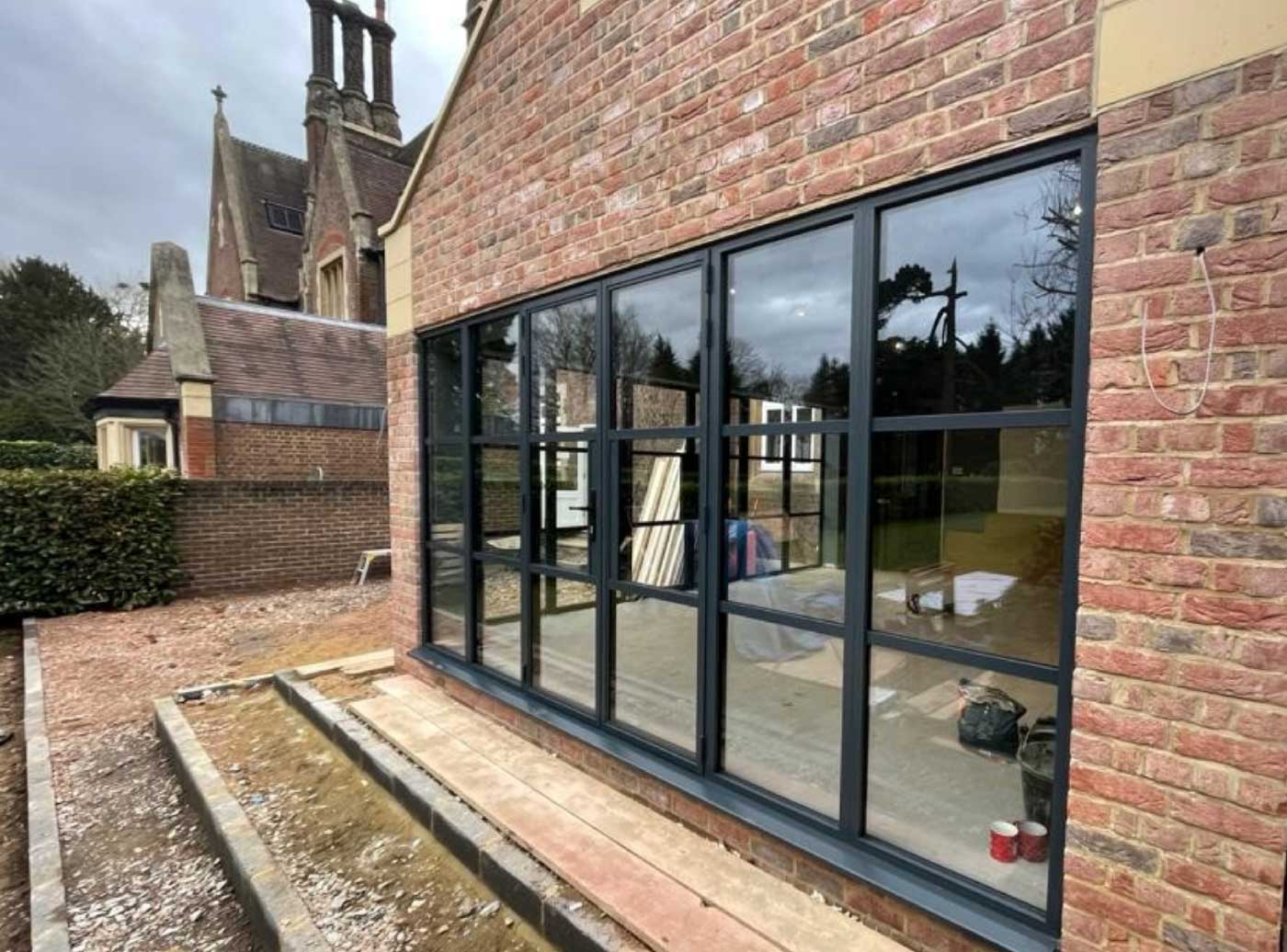 steel look residential doors in a new extension