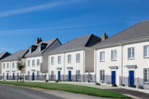 fire-rated composite doors in a row of new build houses