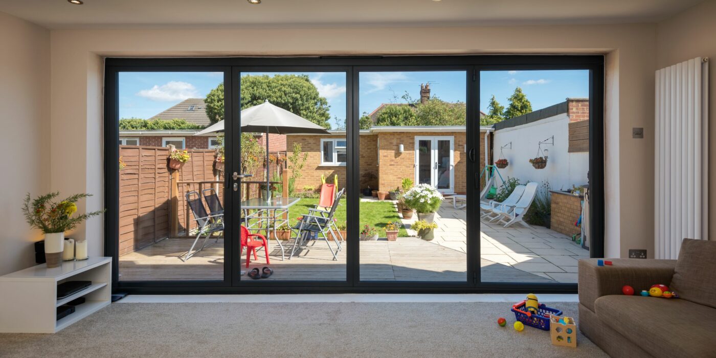 origin bifolds in a house refurbishment with garden view