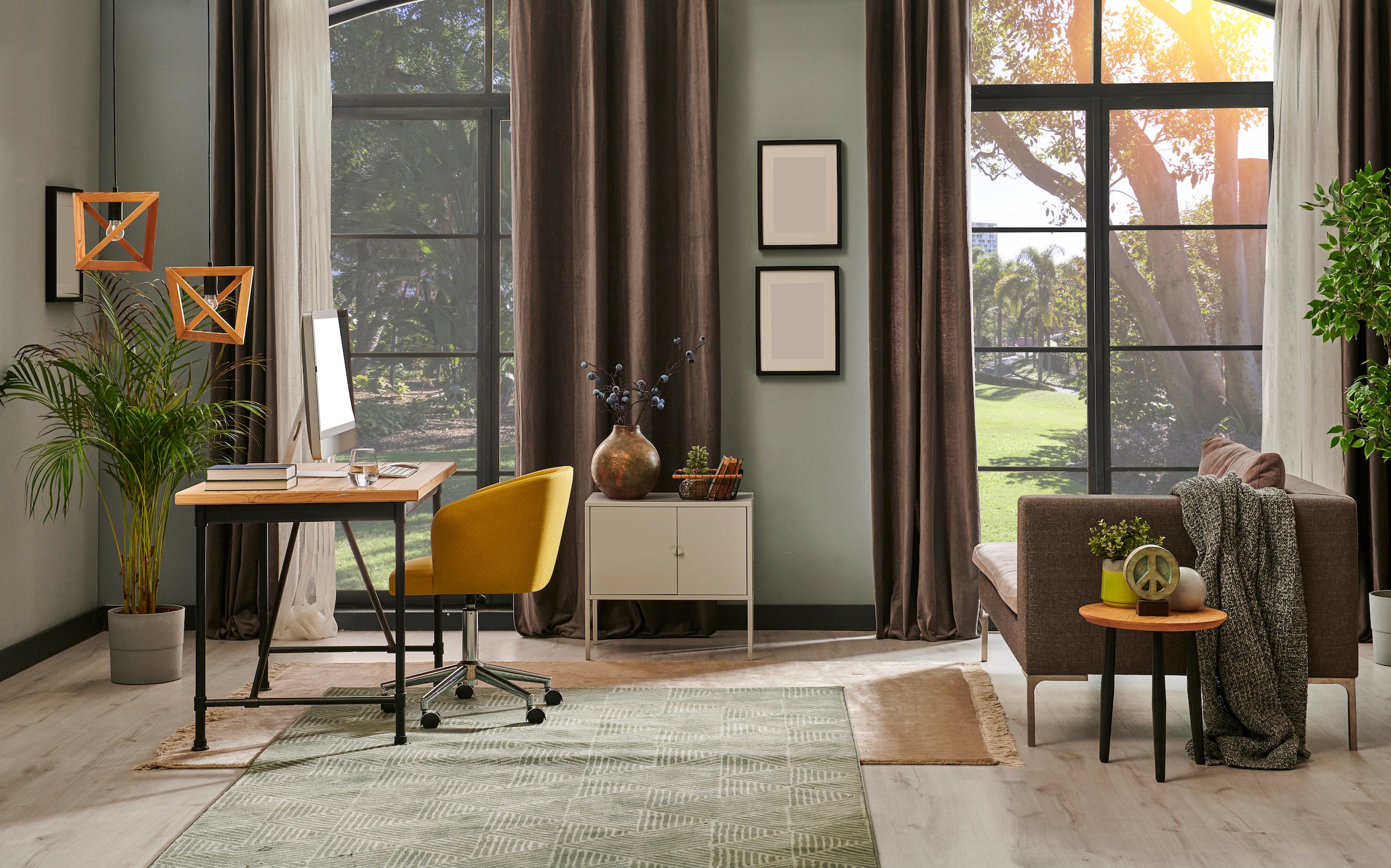 steel look residential doors in a classically styled apartment