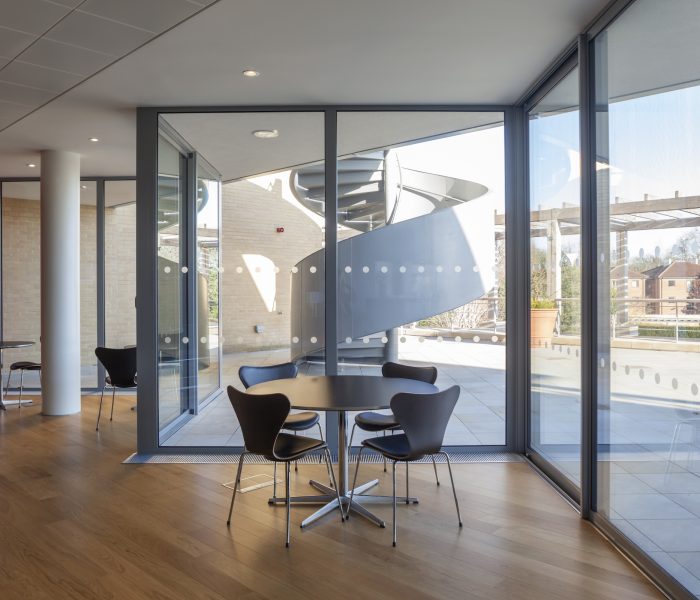 Visoglide sliding doors in a contemporary apartment corner design