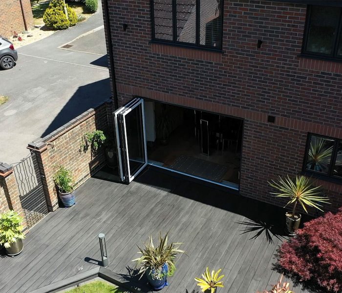 Indifold sliding and turn doors fully open high level view